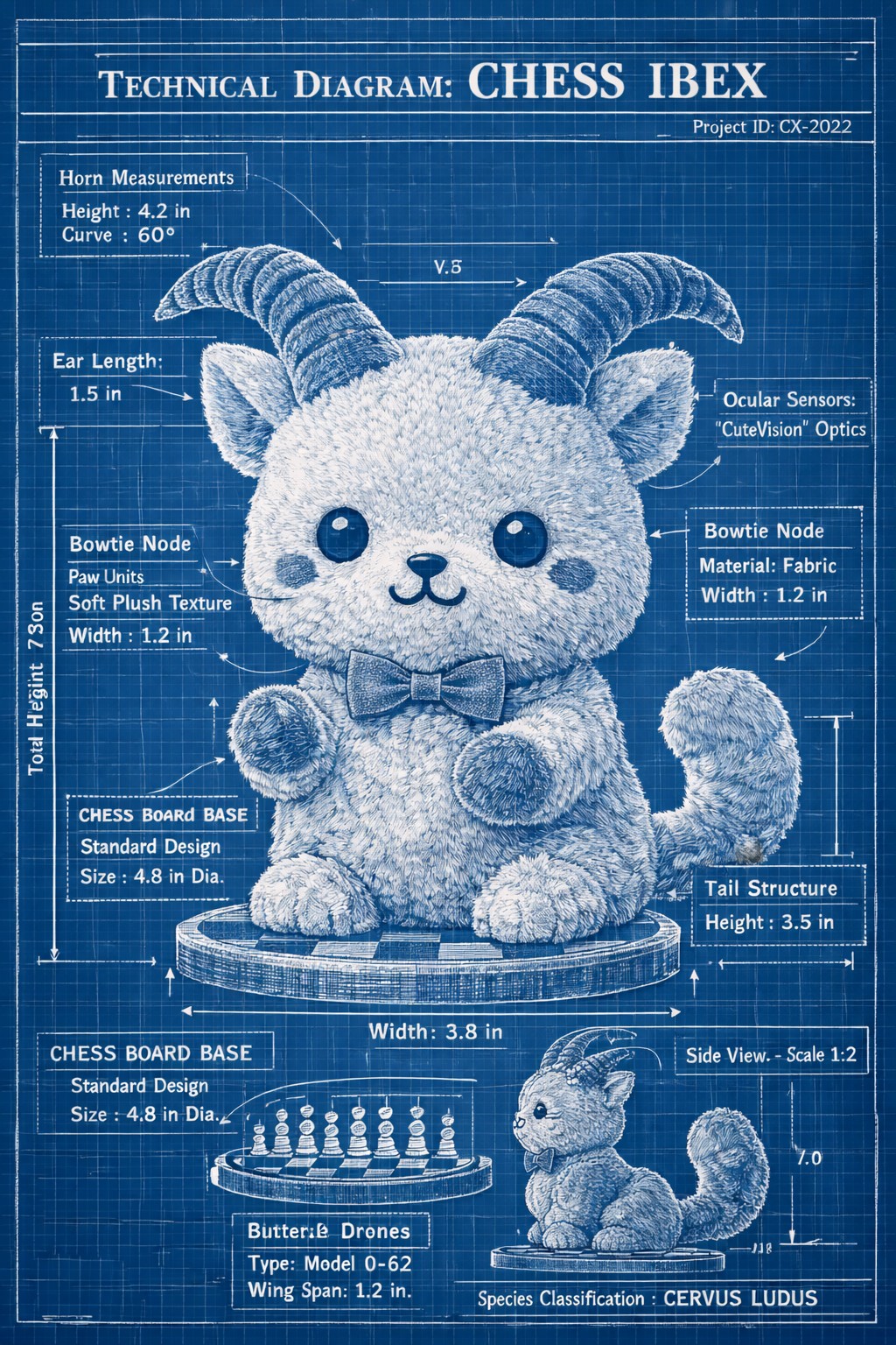 Blueprint-style ChessIbex mascot